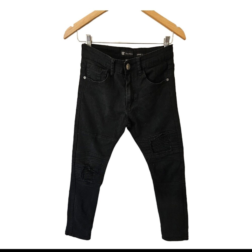 Waimea Jeans Women's 14 Black Stretch Denim Skinny Fit‎  Distressed